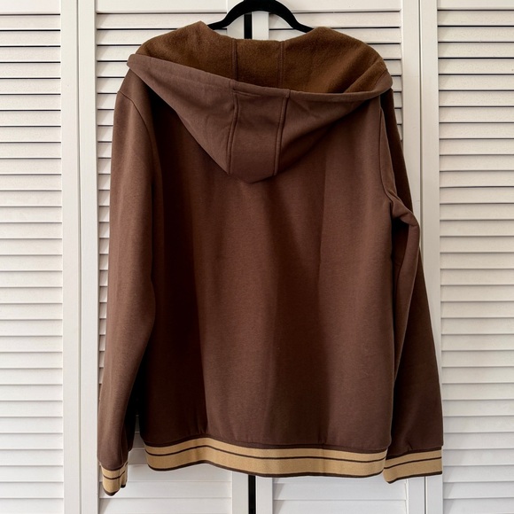 Guess Los Angeles Men’s Coarse Brown Sweatshirt Hoodie Fleece Zip Up Logo Size L - Picture 4 of 9